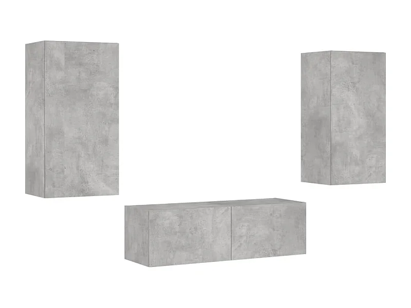 Unidade de TV multimídia prateleira de televisão televisão buffet sala de jantar sala de estar quarto de parede x 3 peças com luzes LED cinza 02_0028197