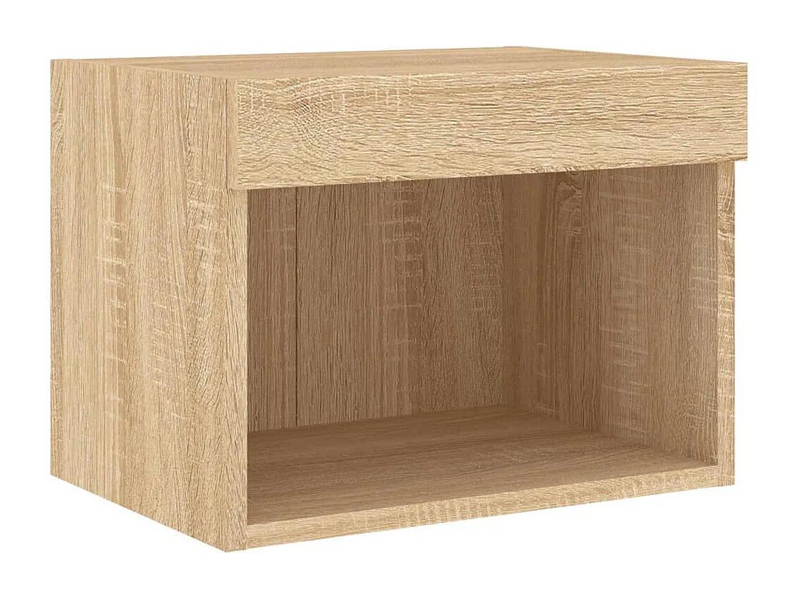 Mueble TV multimedia Estante TV Buffet TV Comedor Salón Dormitorio Montaje en Pared x 4 piezas con luces LED Sonoma Roble Marrón 02_0028224