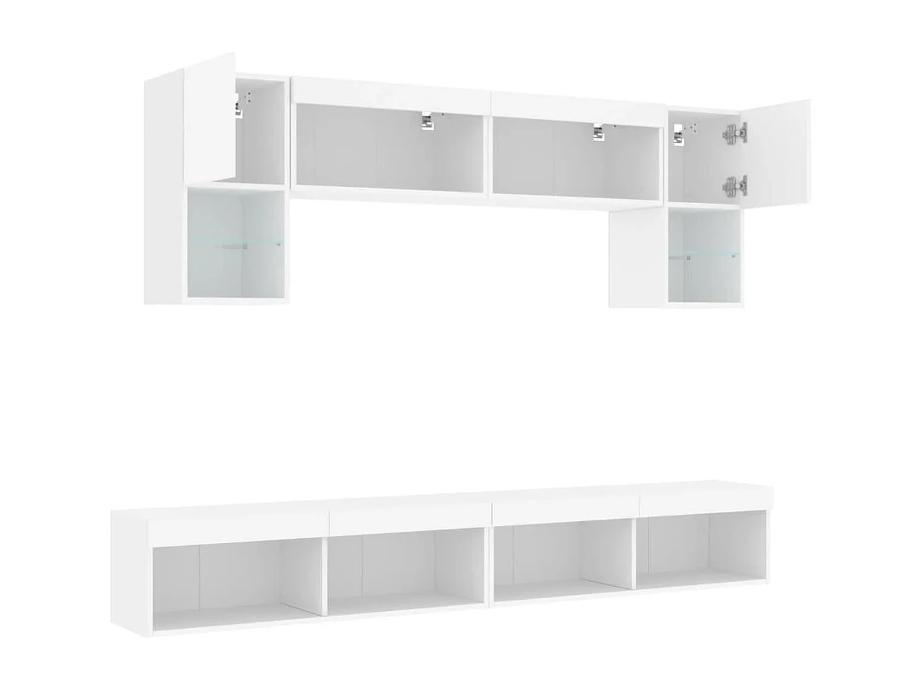 Mobile TV multimediale mensola TV buffet TV sala da pranzo soggiorno camera da letto con LED 6 pezzi legno ingegnerizzato bianco 02_0029427
