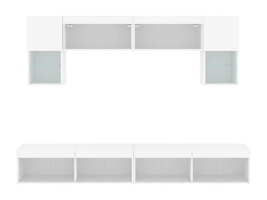 Mobile TV multimediale mensola TV buffet TV sala da pranzo soggiorno camera da letto con LED 6 pezzi legno ingegnerizzato bianco 02_0029427