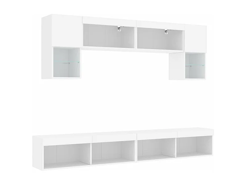 Mobile TV multimediale mensola TV buffet TV sala da pranzo soggiorno camera da letto con LED 6 pezzi legno ingegnerizzato bianco 02_0029427