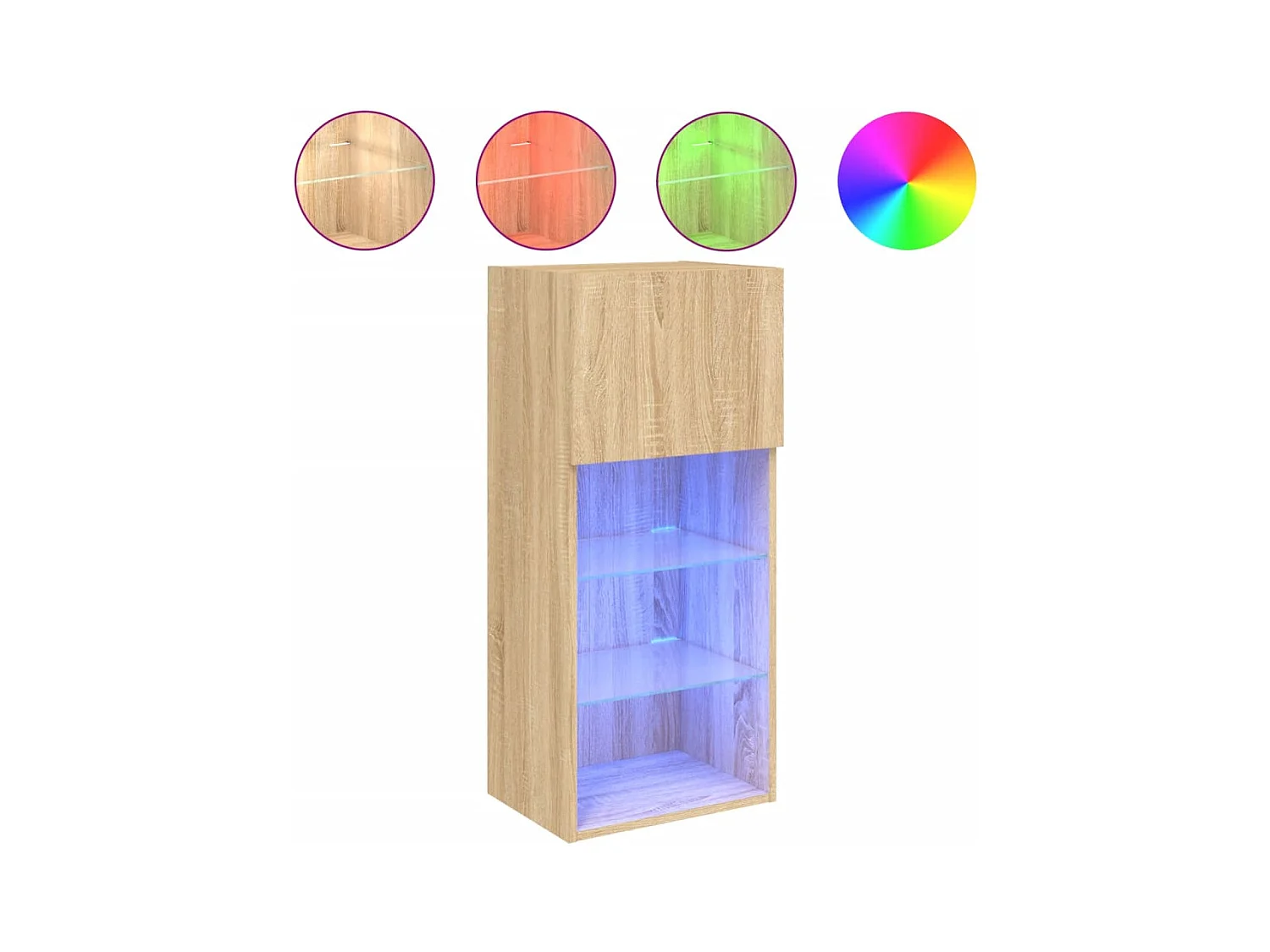 Mobile TV multimediale Mensola TV Credenza TV sala da pranzo soggiorno camera da letto con luci LED 2 pezzi Rovere Sonoma 405 x 30 x 90 cm marrone 02_0028876