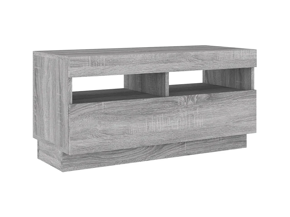 Conjunto de móveis armário buffet tv televisão sala quarto sala com luzes led 2 peças sonoma cinza 02_0025338