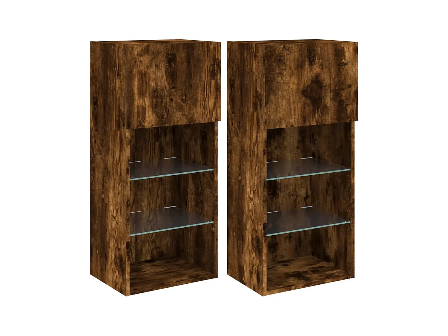 Mobile TV multimediale scaffale TV credenza TV sala da pranzo soggiorno camera da letto con luci LED 2 pezzi rovere affumicato 405 x 30 x 90 cm marrone 02_0028867