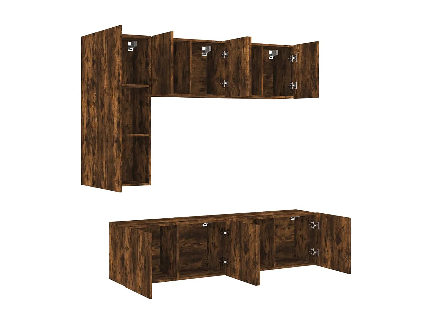 Mueble de TV multimedia estante para TV aparador para TV comedor sala de estar dormitorio 5 piezas madera de ingeniería de roble ahumado marrón 02_0029287