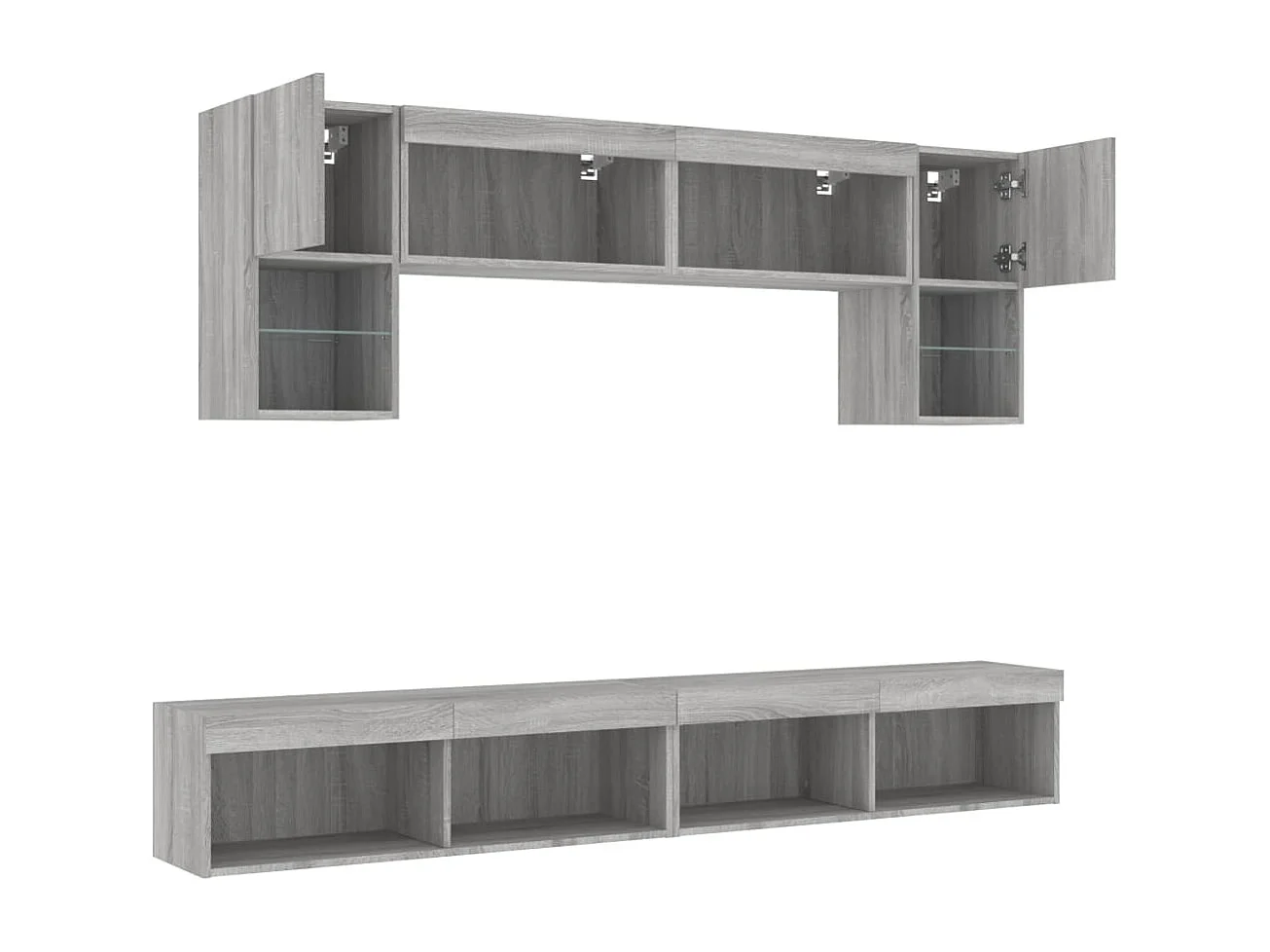 Mueble de TV multimedia estante para TV aparador de TV comedor sala de estar dormitorio con LED 6 piezas madera de ingeniería Sonoma gris 02_0029463