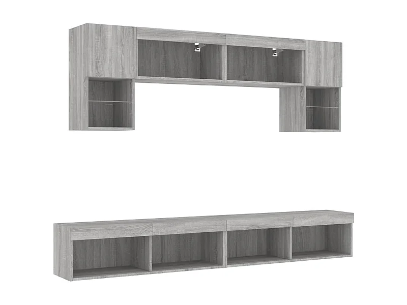 Mueble de TV multimedia estante para TV aparador de TV comedor sala de estar dormitorio con LED 6 piezas madera de ingeniería Sonoma gris 02_0029463