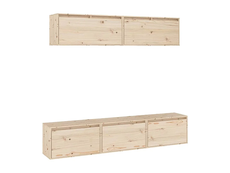 Mobile TV multimediale scaffale TV credenza mobile TV sala da pranzo soggiorno camera da letto 5 pezzi legno massello di pino marrone 02_0028776