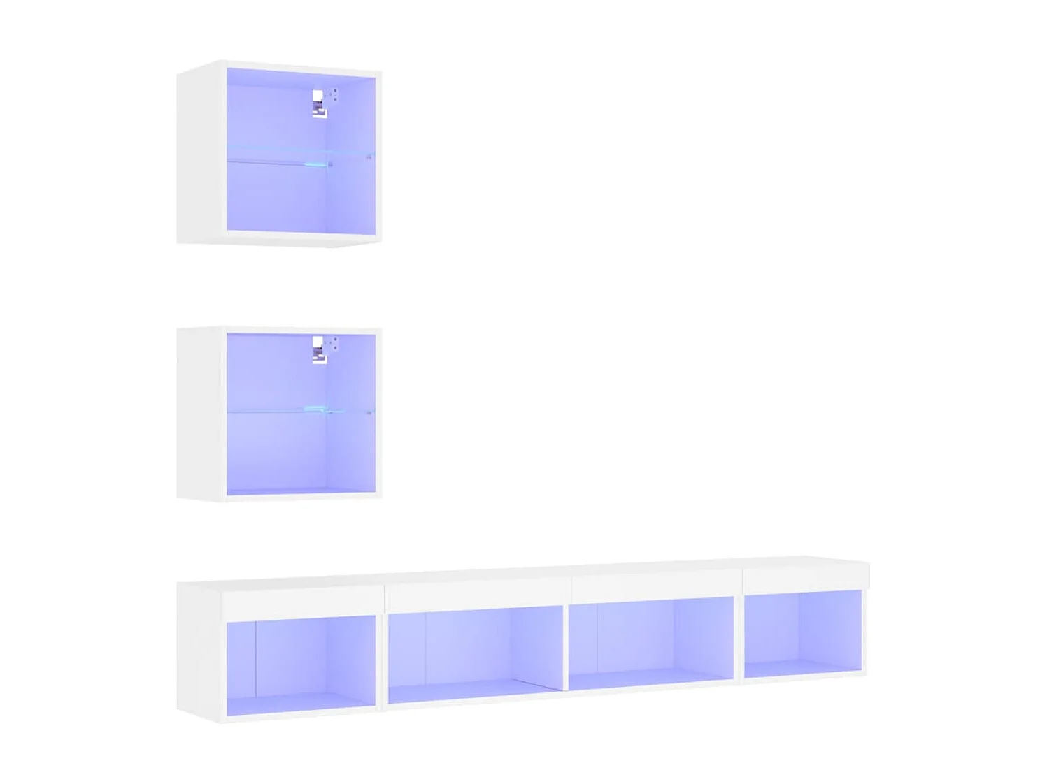 Mobile TV multimediale mensola TV credenza TV sala da pranzo soggiorno camera da letto con LED 5 pezzi legno ingegnerizzato bianco 02_0029379