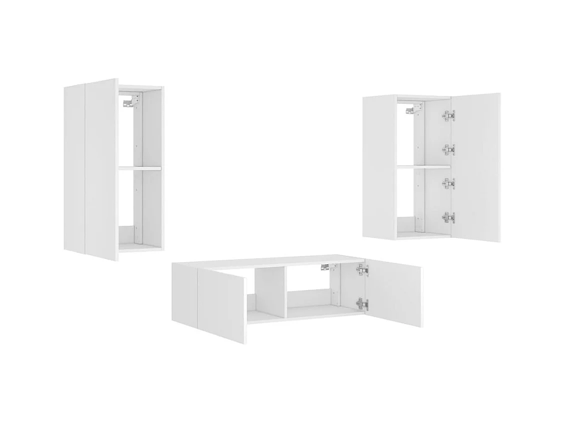 Mueble TV multimedia estante para televisión buffet para televisión comedor salón dormitorio montado en la pared x 3 piezas con luces LED blancas 02_0028195