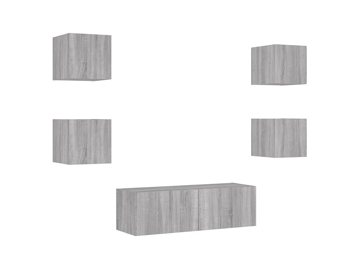 Meuble TV multimédia étagère grise 100 x 35 x 31 cm 02_0028233