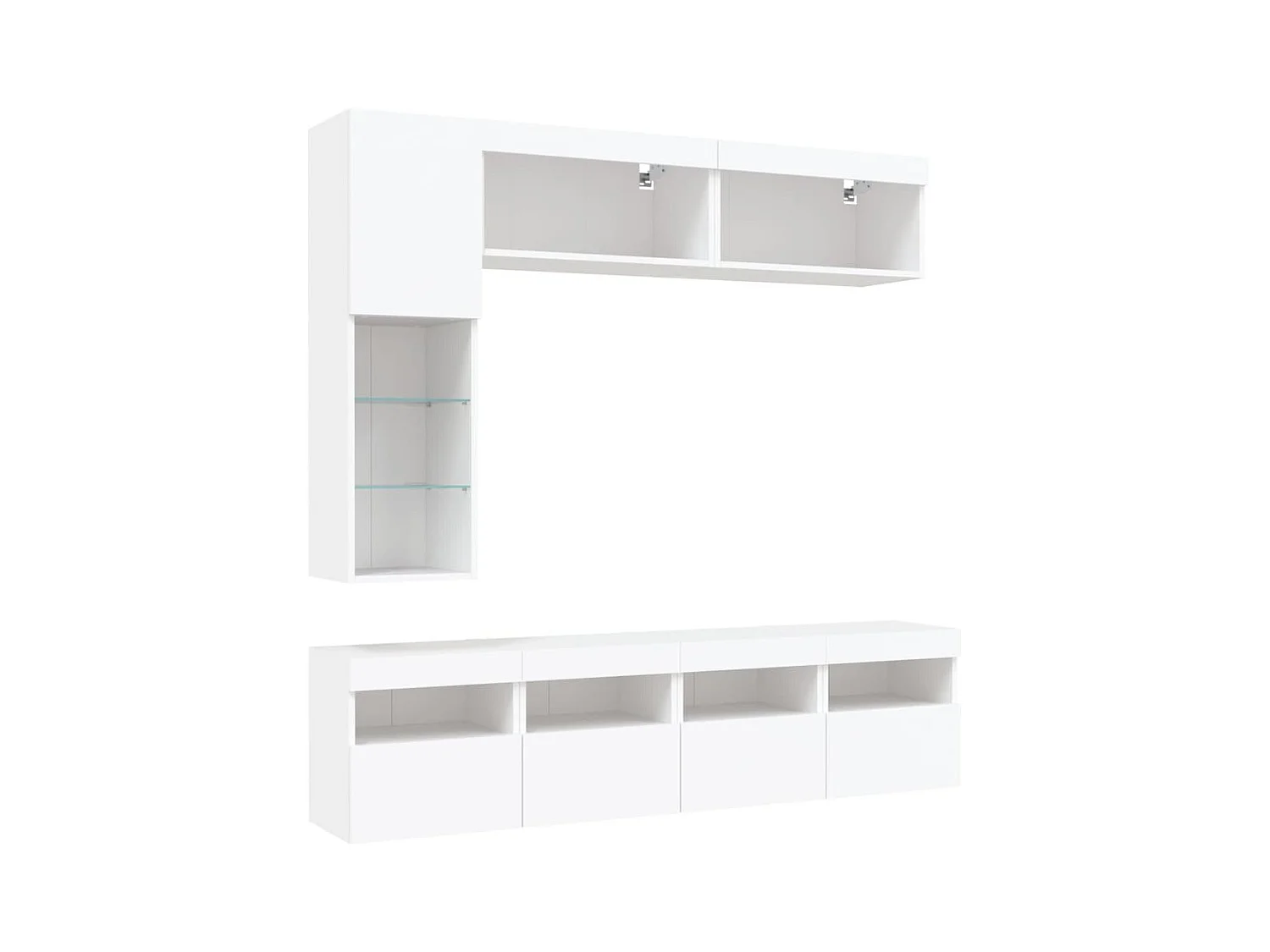 Conjunto de muebles mueble aparador TV televisión salón dormitorio salón pared x 7 piezas con luces LED blanco 02_0025359