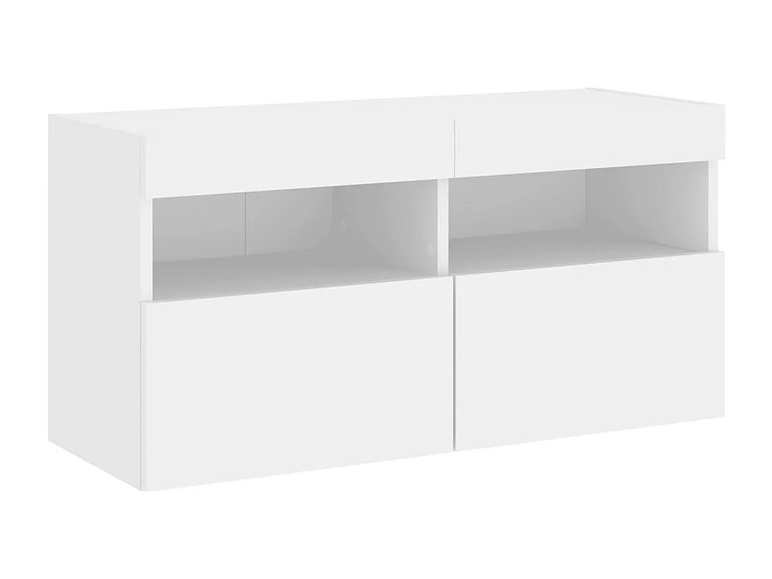 Mobile TV multimediale mensola TV credenza TV sala da pranzo soggiorno camera da letto con LED 5 pezzi legno ingegnerizzato bianco 02_0029378