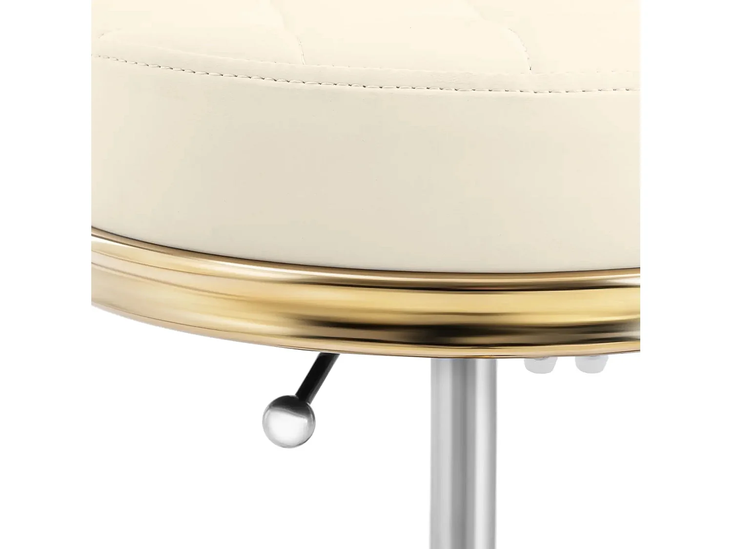 Sgabello con ruote e schienale 150 kg alluminio PVC compensato schiuma sintetica beige dorato 14_0010112