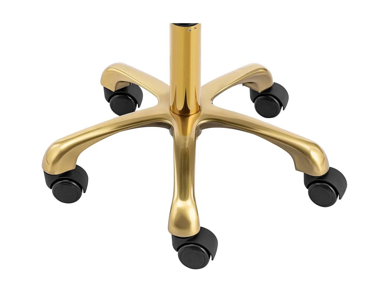 Sgabello con ruote e schienale 150 kg alluminio PVC compensato schiuma sintetica beige dorato 14_0010112