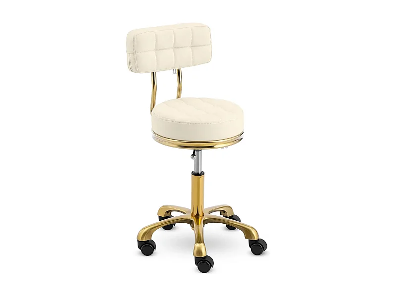 Banco com rodas e encosto 150 kg alumínio PVC compensado espuma sintética bege dourado 14_0010112