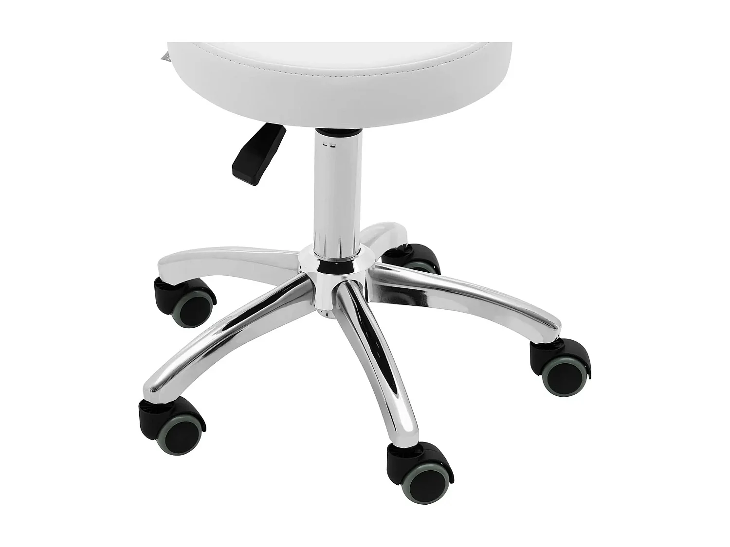 Taburete profesional con ruedas y respaldo 60 cm 150 kg color blanco 14_0010098