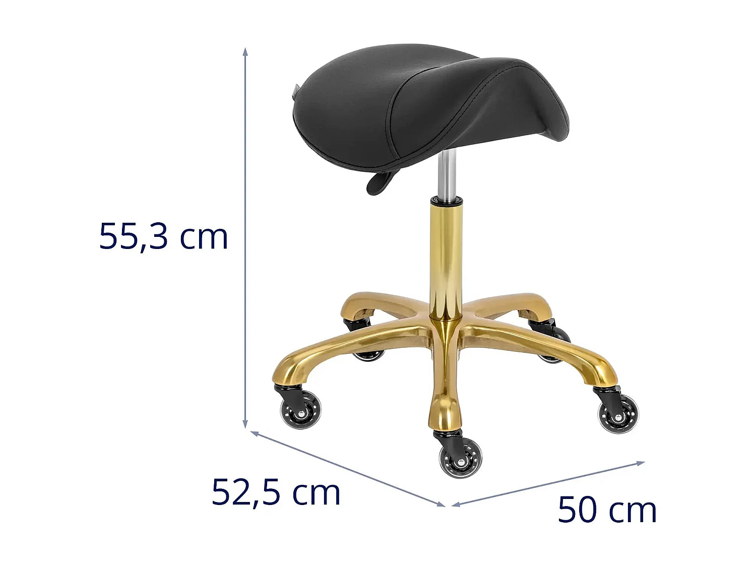 Taburete de silla de montar para caballo 150 kg aleación de aluminio PVC PU ​​madera contrachapada espuma sintética negro y dorado 14_0010084