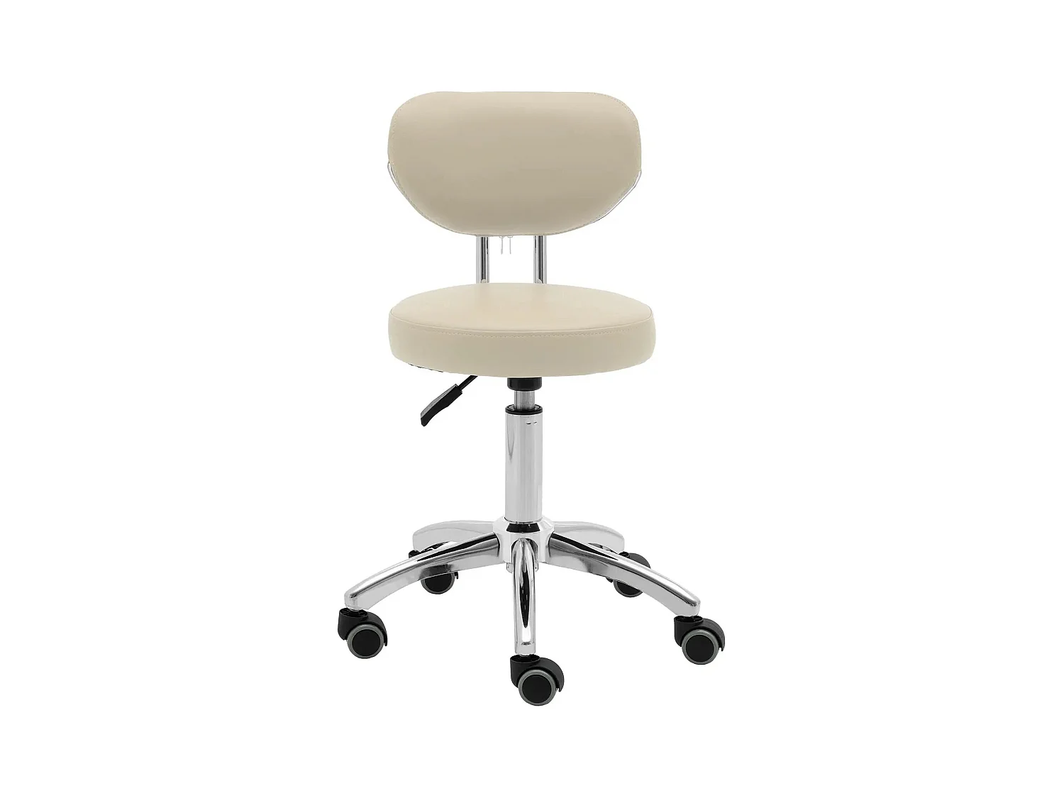 Banco com rodas e encosto 46 60 cm 150 kg bege escuro alumínio PVC espuma sintética bege escuro 14_0010097