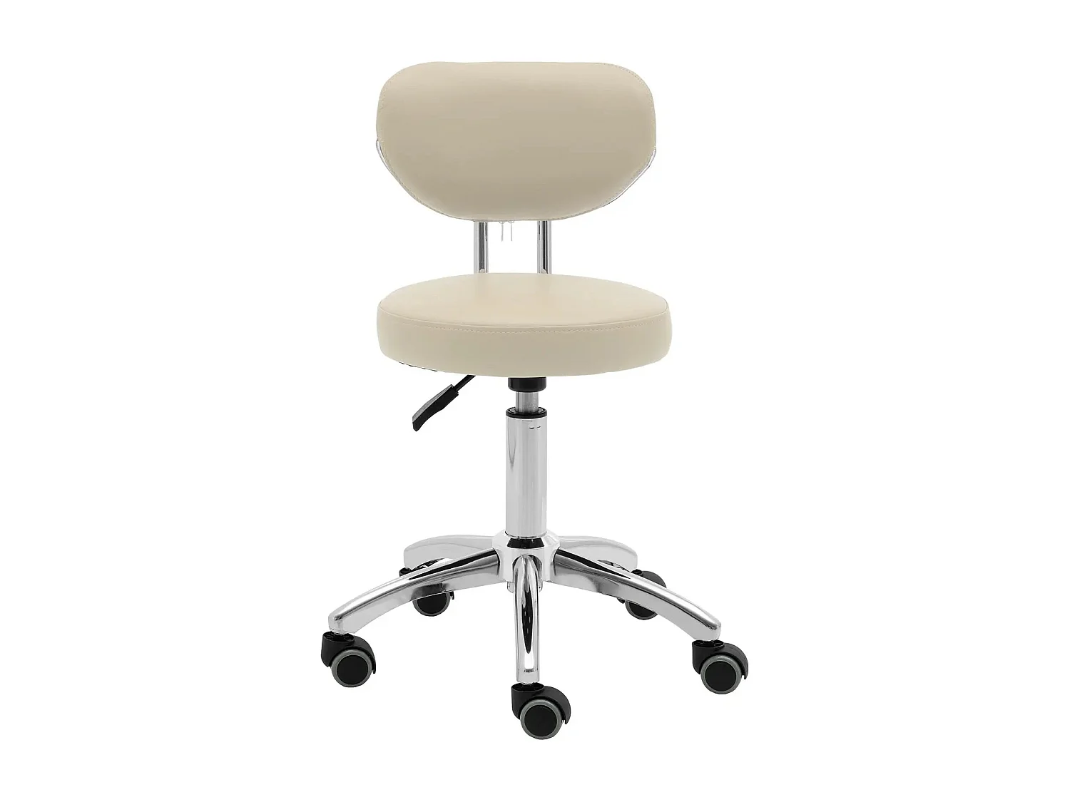 Banco com rodas e encosto 46 60 cm 150 kg bege escuro alumínio PVC espuma sintética bege escuro 14_0010097