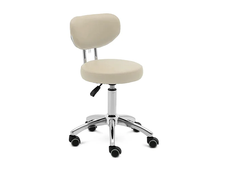 Taburete con ruedas y respaldo 46 60 cm 150 kg aluminio beige oscuro PVC espuma sintética beige oscuro 14_0010097