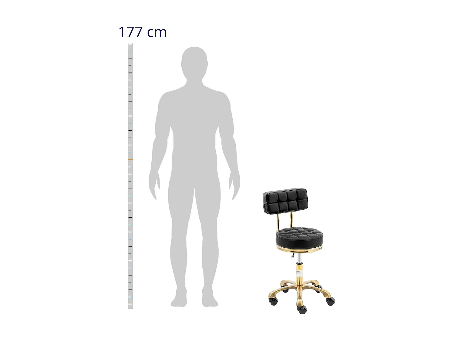 Tabouret à roulette avec effet bois noire 52 x 52 x 74 cm 14_0010105