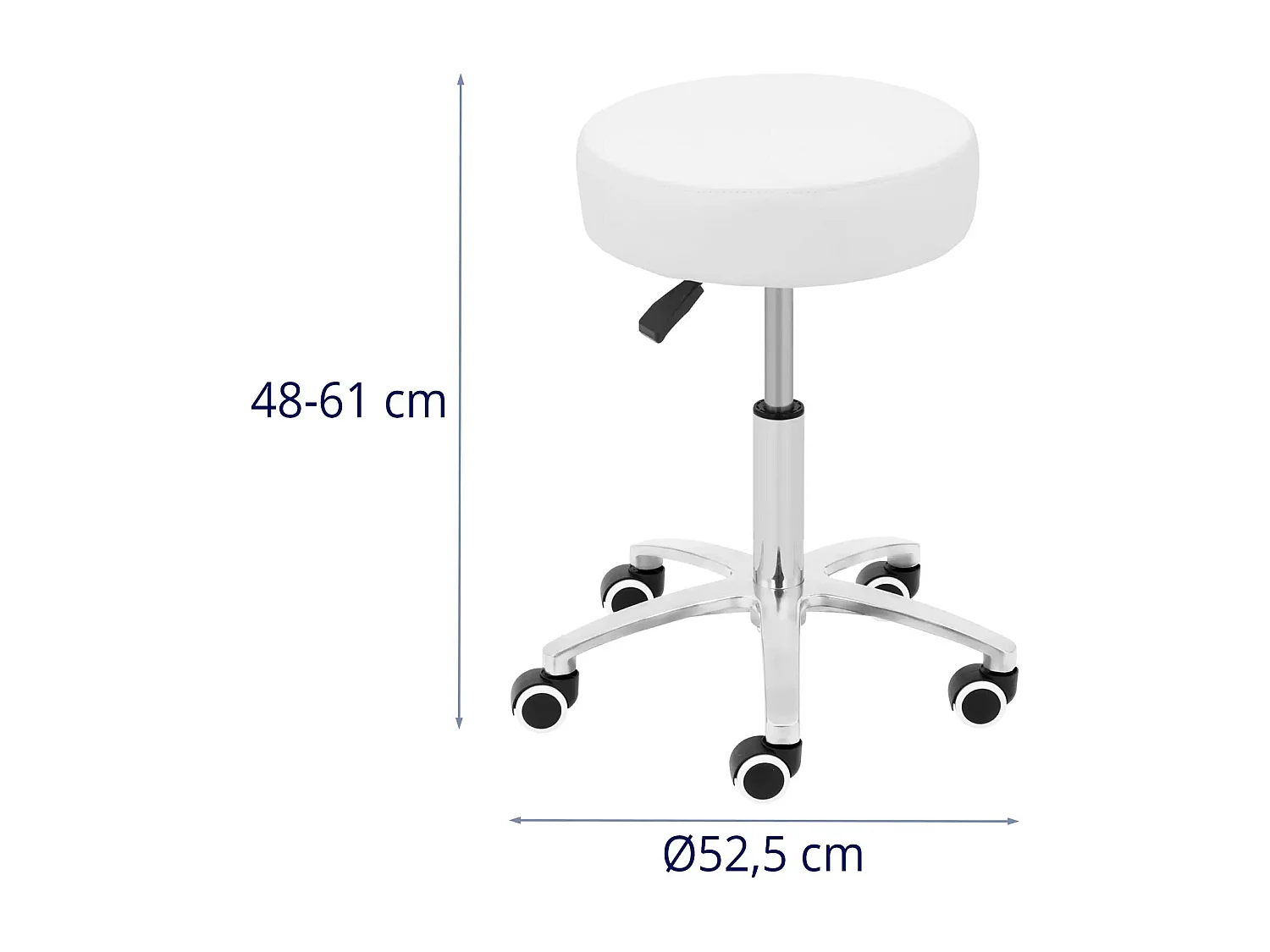 Sgabello con ruote 120 kg bianco MDF acciaio al carbonio PP schiuma PU bianco 14_0010106