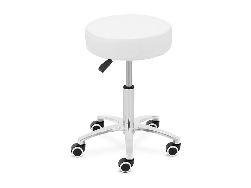 Sgabello con ruote 120 kg bianco MDF acciaio al carbonio PP schiuma PU bianco 14_0010106