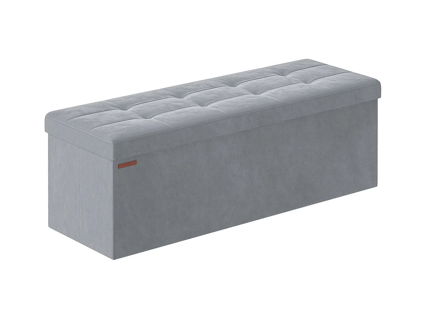 Banco de almacenaje de terciopelo con tapa y 2 compartimentos extraíbles capacidad de carga 300 kg para pasillo salón dormitorio gris 12_0004161