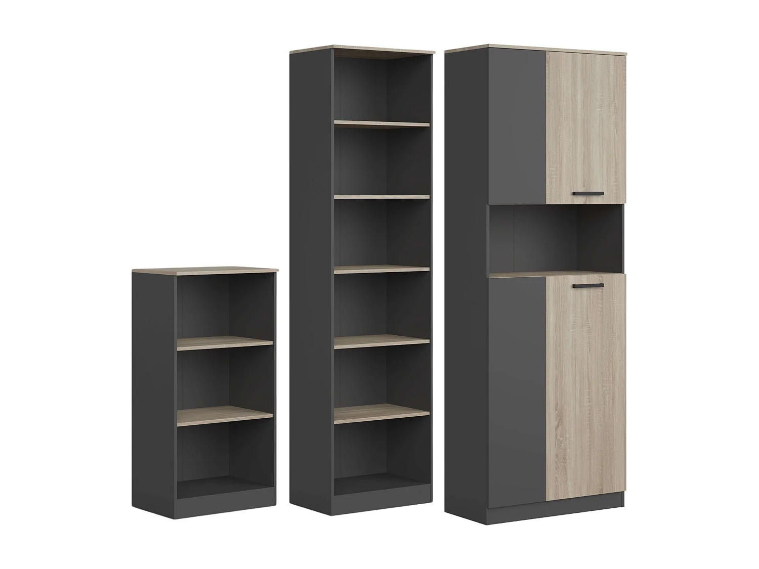 Pack Oficina Nibis Industrial: Escritorio, Aparador, Cajonera, Estanterías