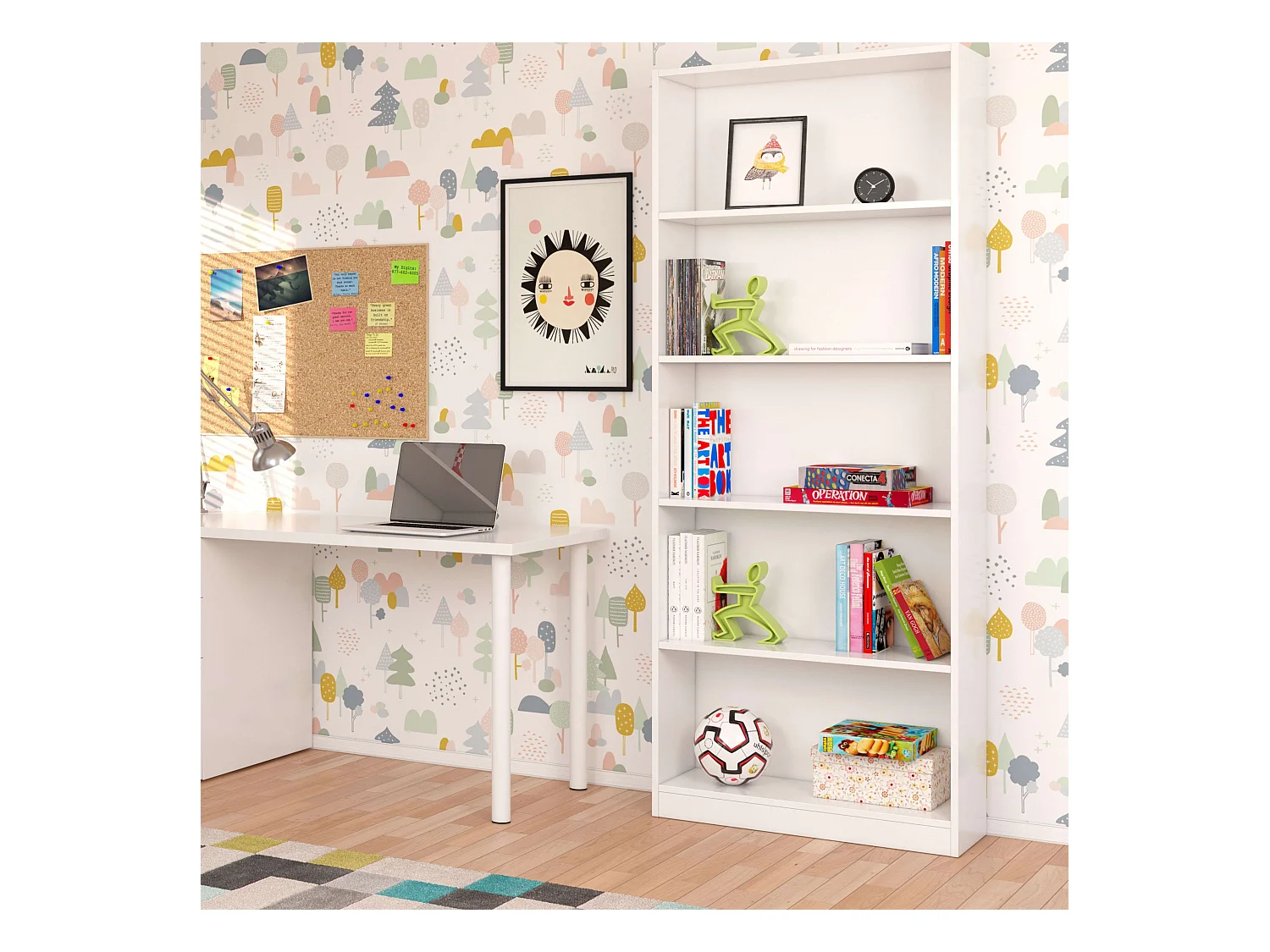 Pack Oficina Contemporáneo con 2 Estanterías y 1 Escritorio Blanco