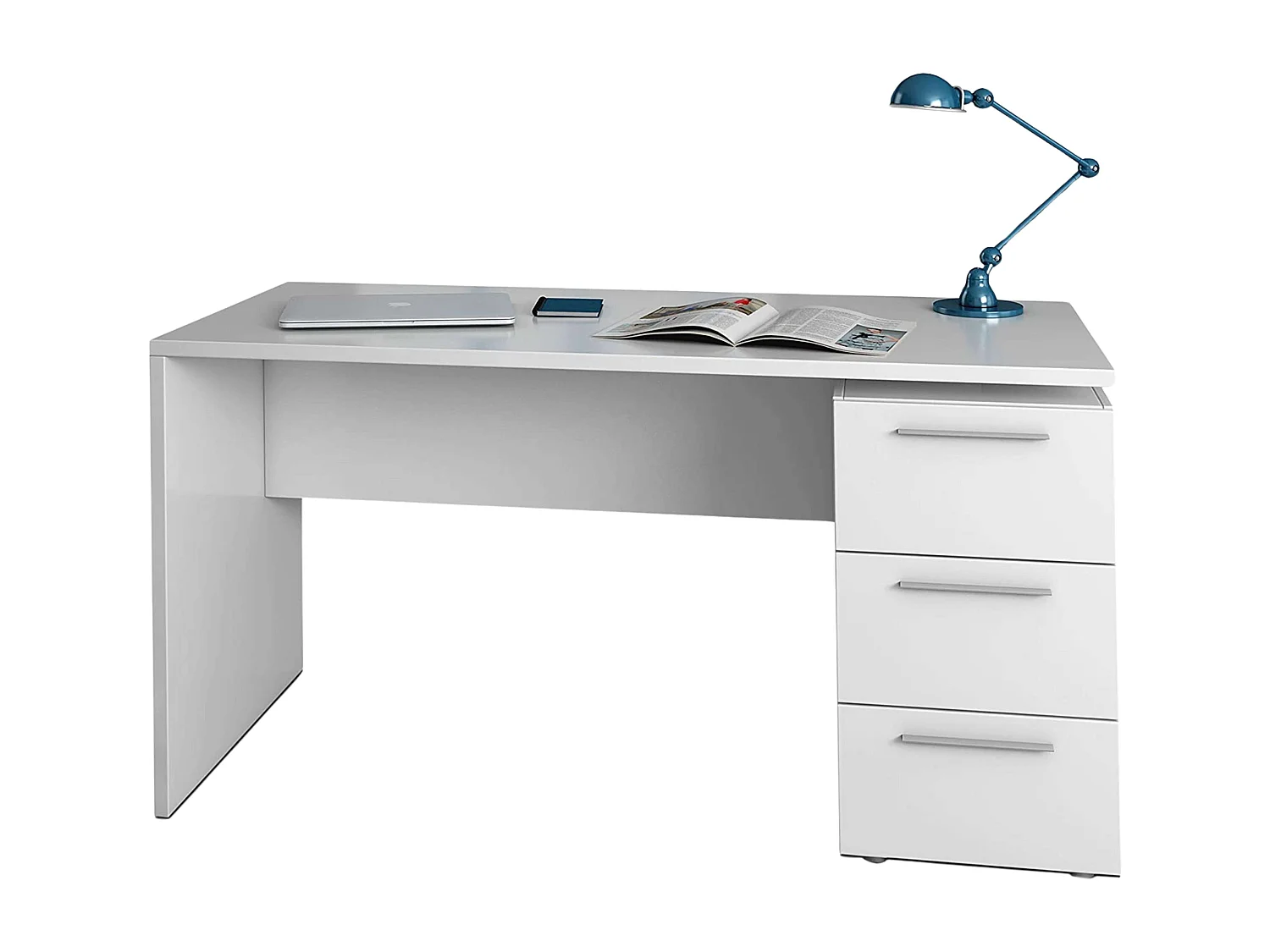 Pack Oficina Contemporáneo con 2 Estanterías y 1 Escritorio Blanco