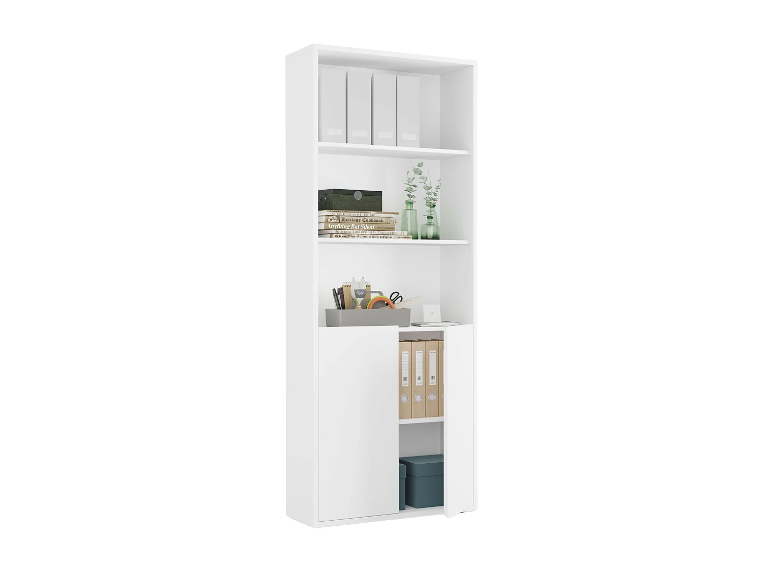 Pack Oficina: 4 Escritorios y Estanterías Estilo Moderno Blanco