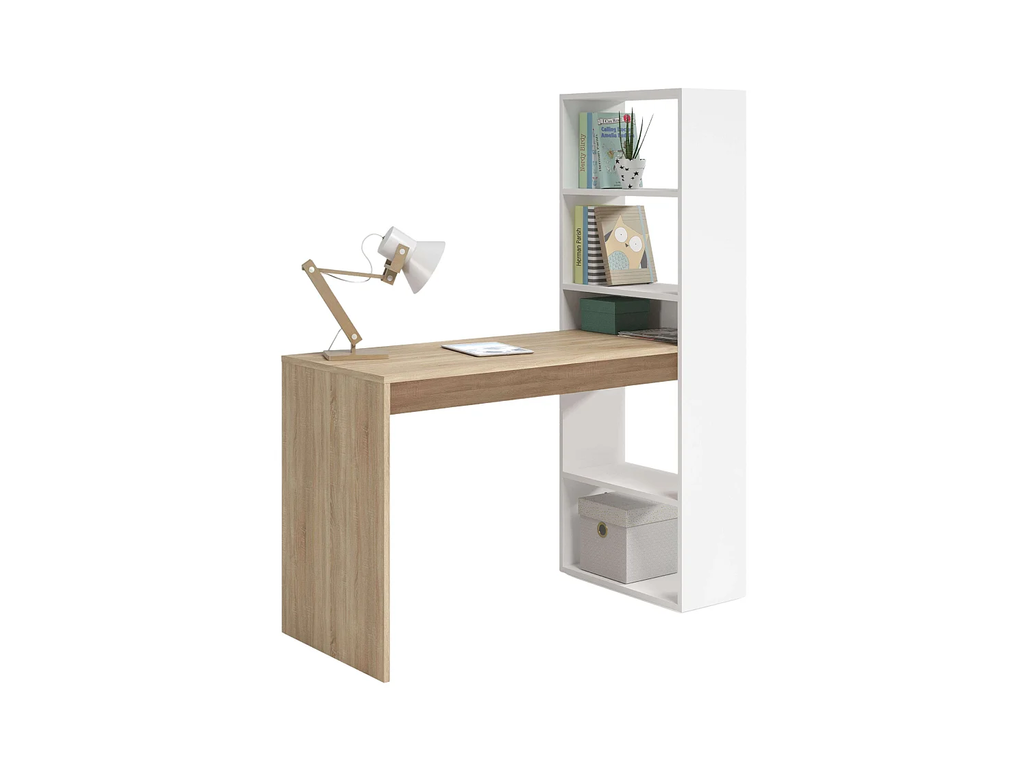 Pack Muebles Oficina Dormitorio Juvenil Blanco artik y Roble canadian