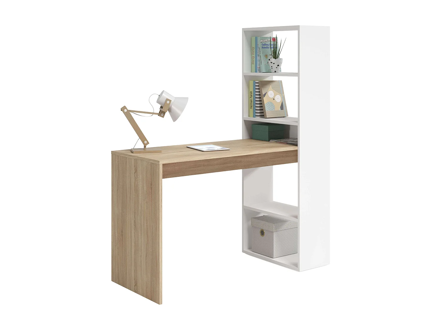 Pack Muebles Oficina Dormitorio Juvenil Blanco artik y Roble canadian