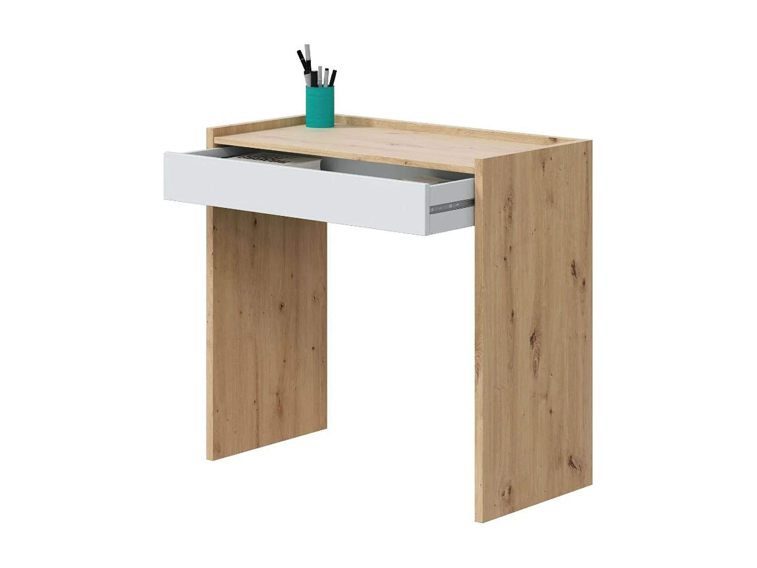 Pacote de estantes para livros Youth Desk em Artik White e Nodi Oak Office