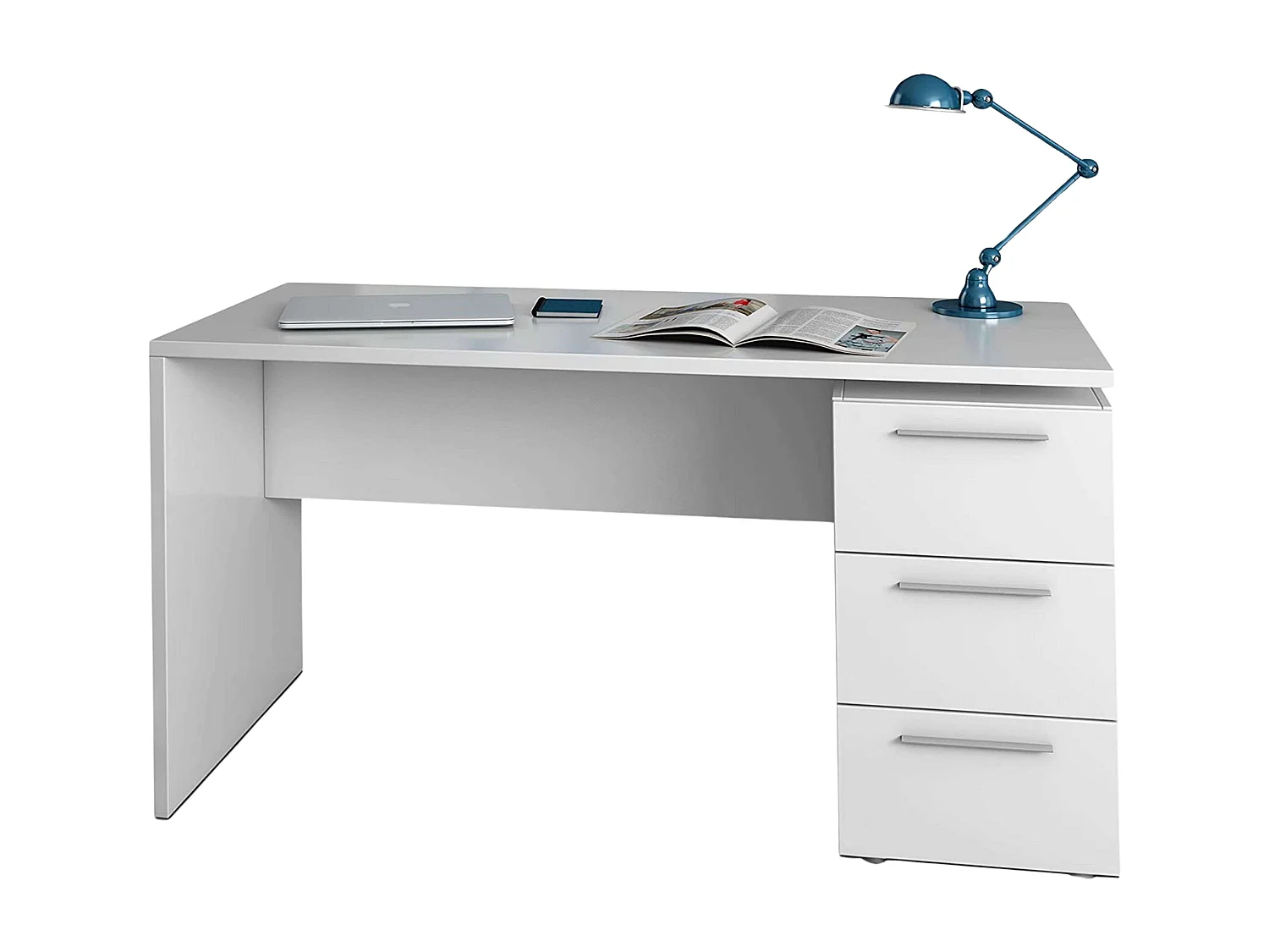Conjunto despacho blanco: Mesa Escritorio + Aparador + 2 Estanterías