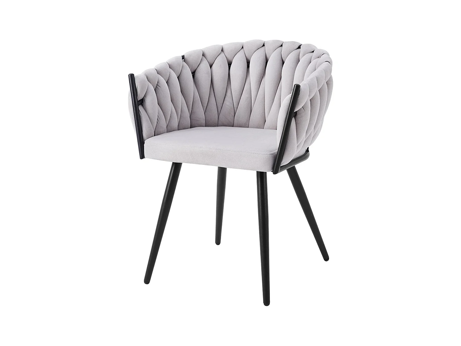 Lot de 2 chaises TRESSEES Velours Pied en métal noir
