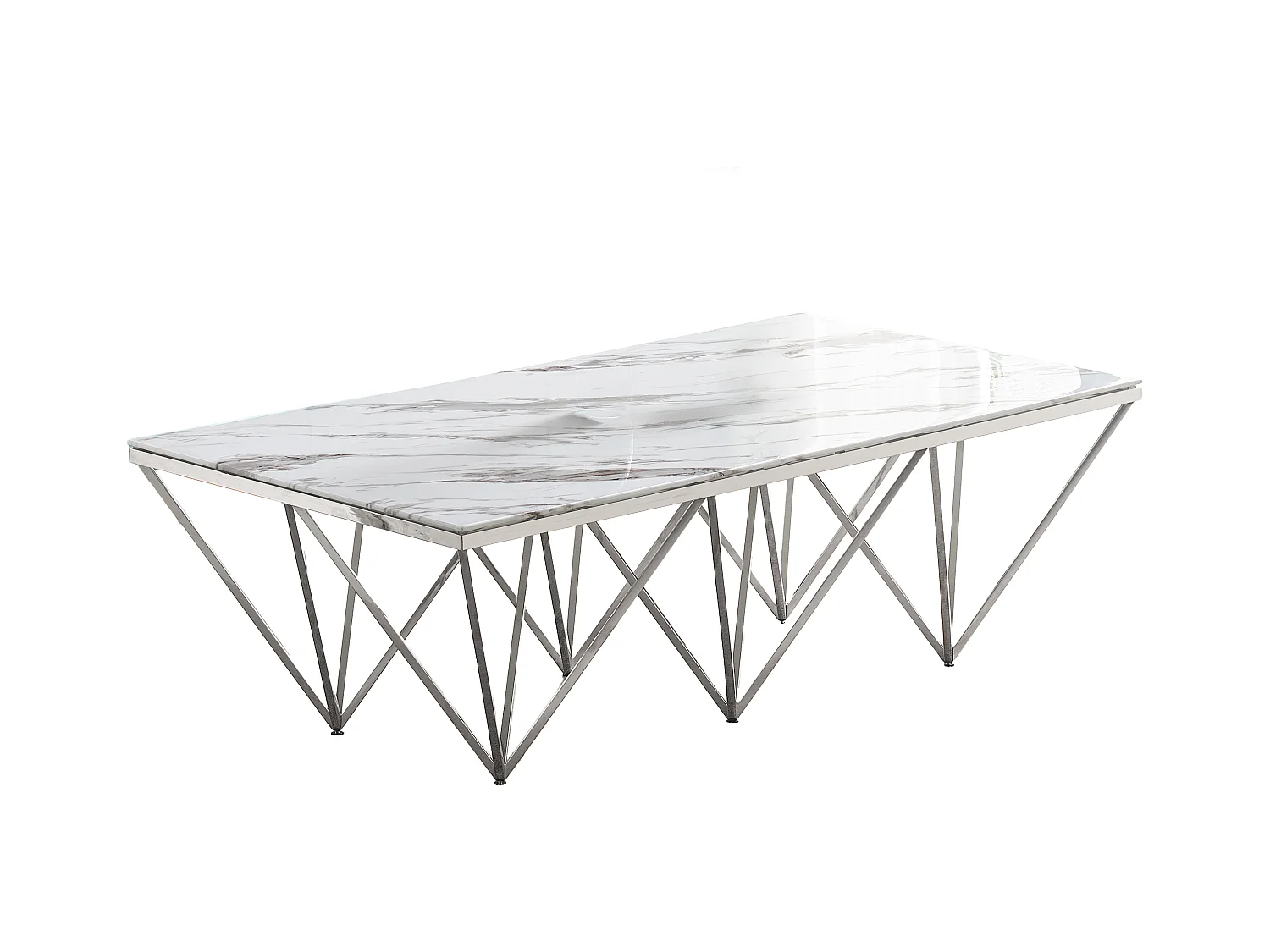 Table Basse GIZE rectangle Chrome et plateau en verre 130X70X42 cm