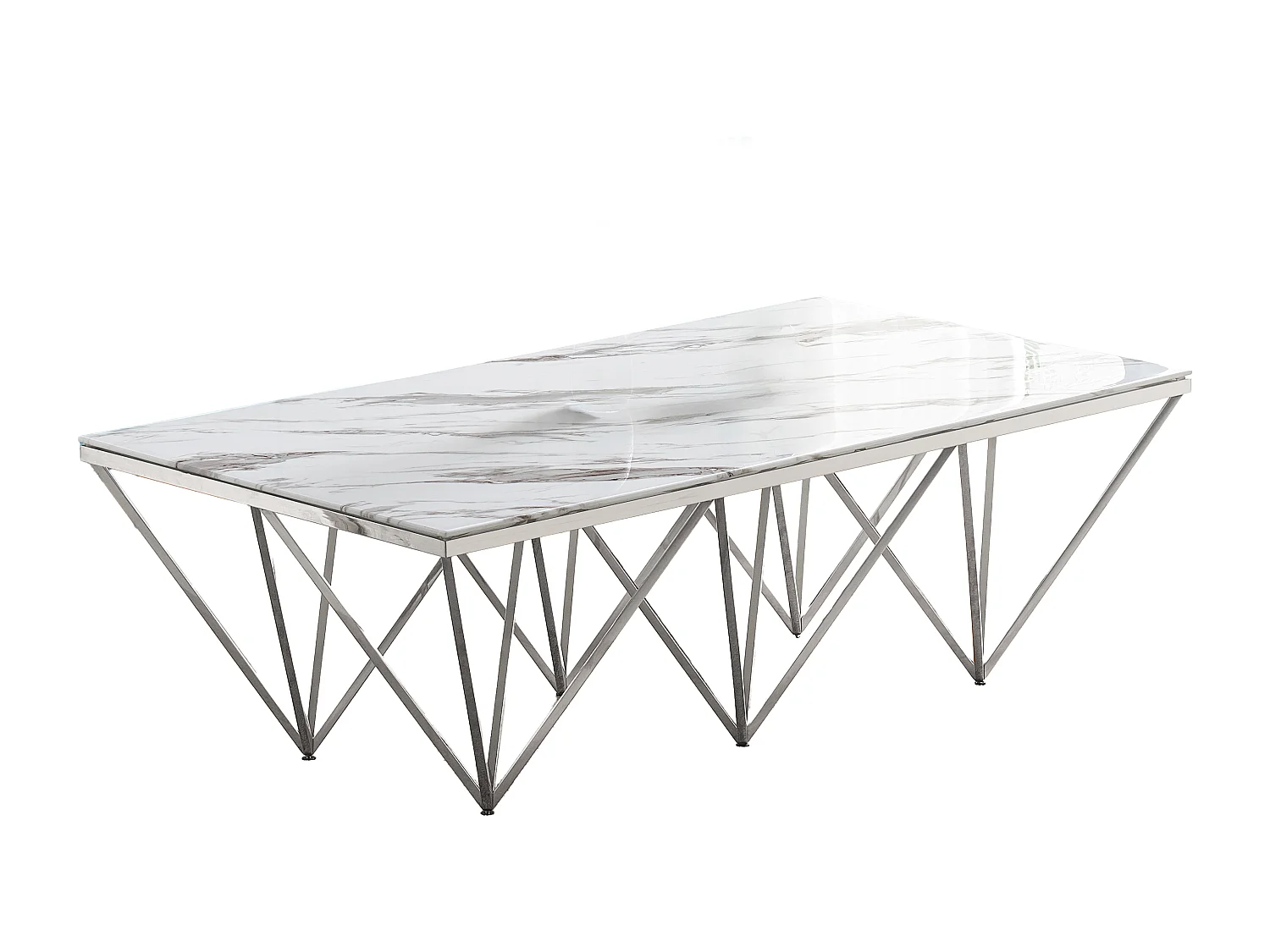 Table Basse GIZE rectangle Chrome et plateau en verre 130X70X42 cm