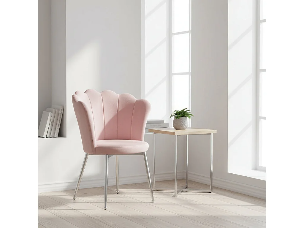 Lot de 2 chaises NYMPHEA pieds Chrome assise Velours Rose