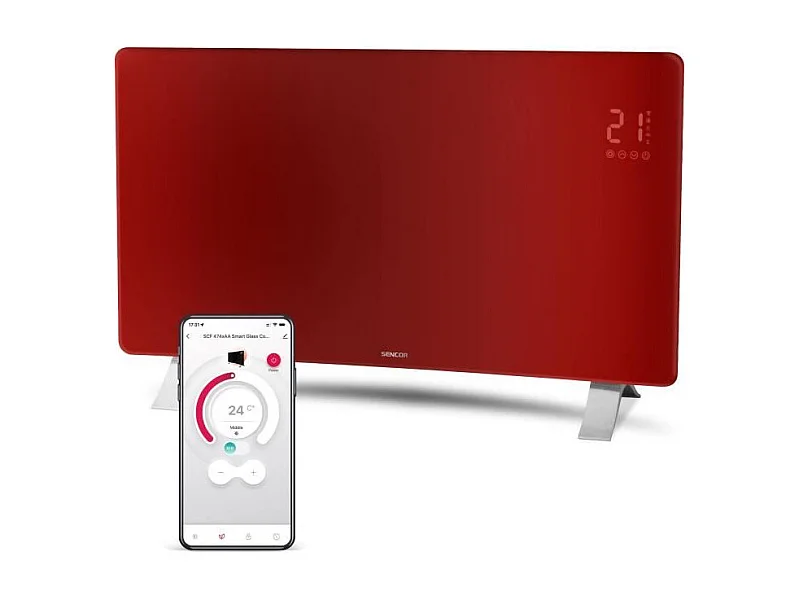 Slimme Wi-Fi glazen radiator SENCOR SCF 4742RD 2400 W Rood