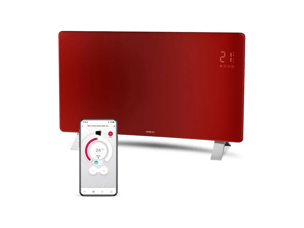 Radiatore intelligente Wi-Fi in vetro SENCOR SCF 4742RD 2400 W Rosso