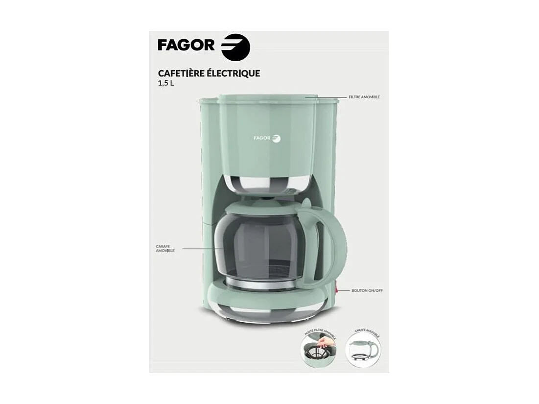 Cafetiere filtre - FAGOR - FG1560 - 1,5L - 12 tasses - Maintien au chaud