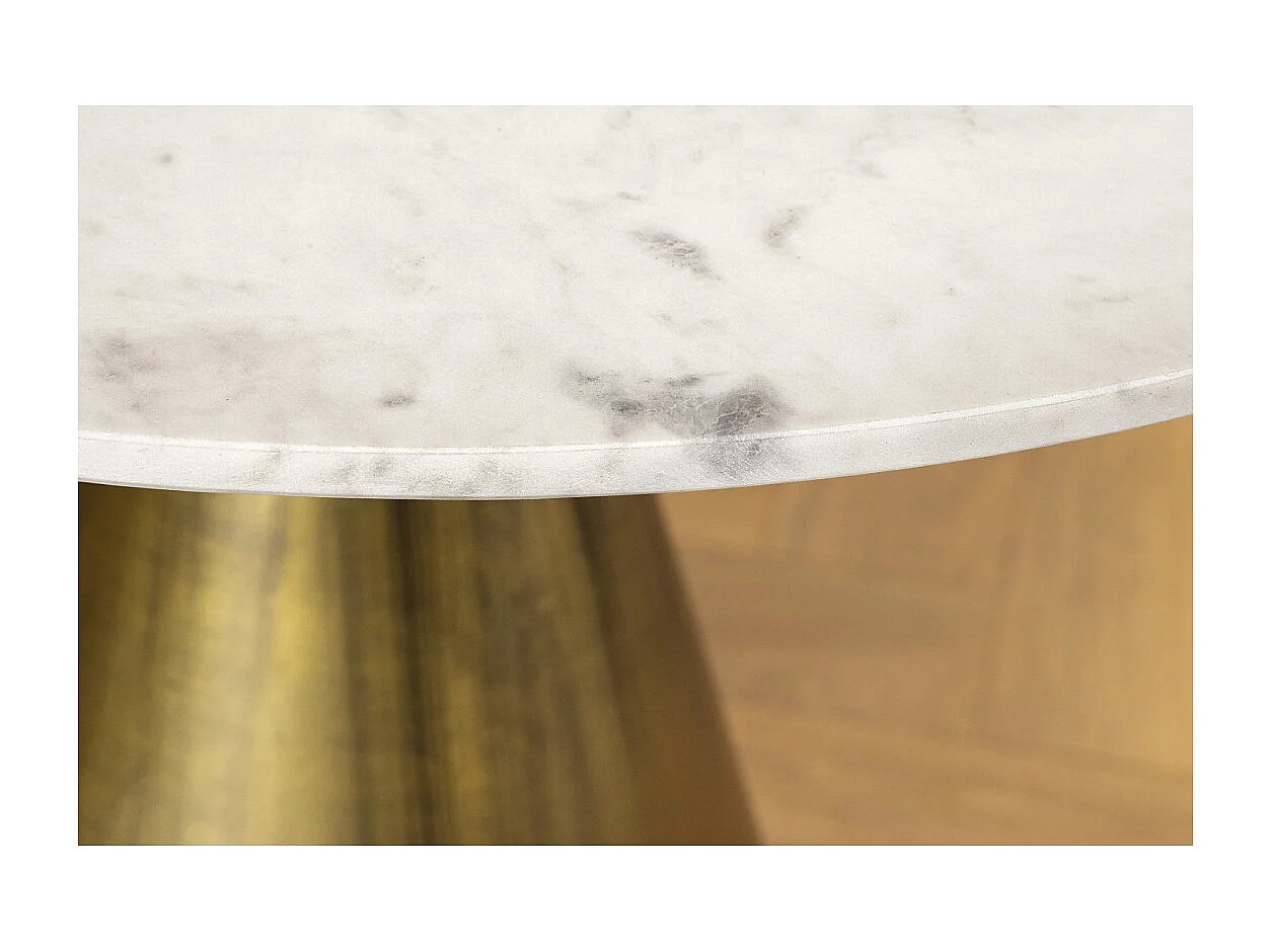 Table ronde SOLEA – Marbre blanc et pied or – Chic et moderne