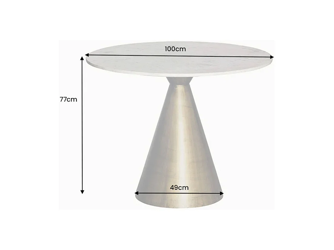 Ronde tafel SOLEA – Wit marmer en gouden voet – Chic en modern
