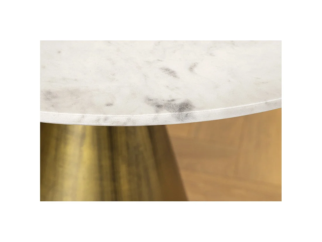Ronde tafel SOLEA – Wit marmer en gouden voet – Chic en modern
