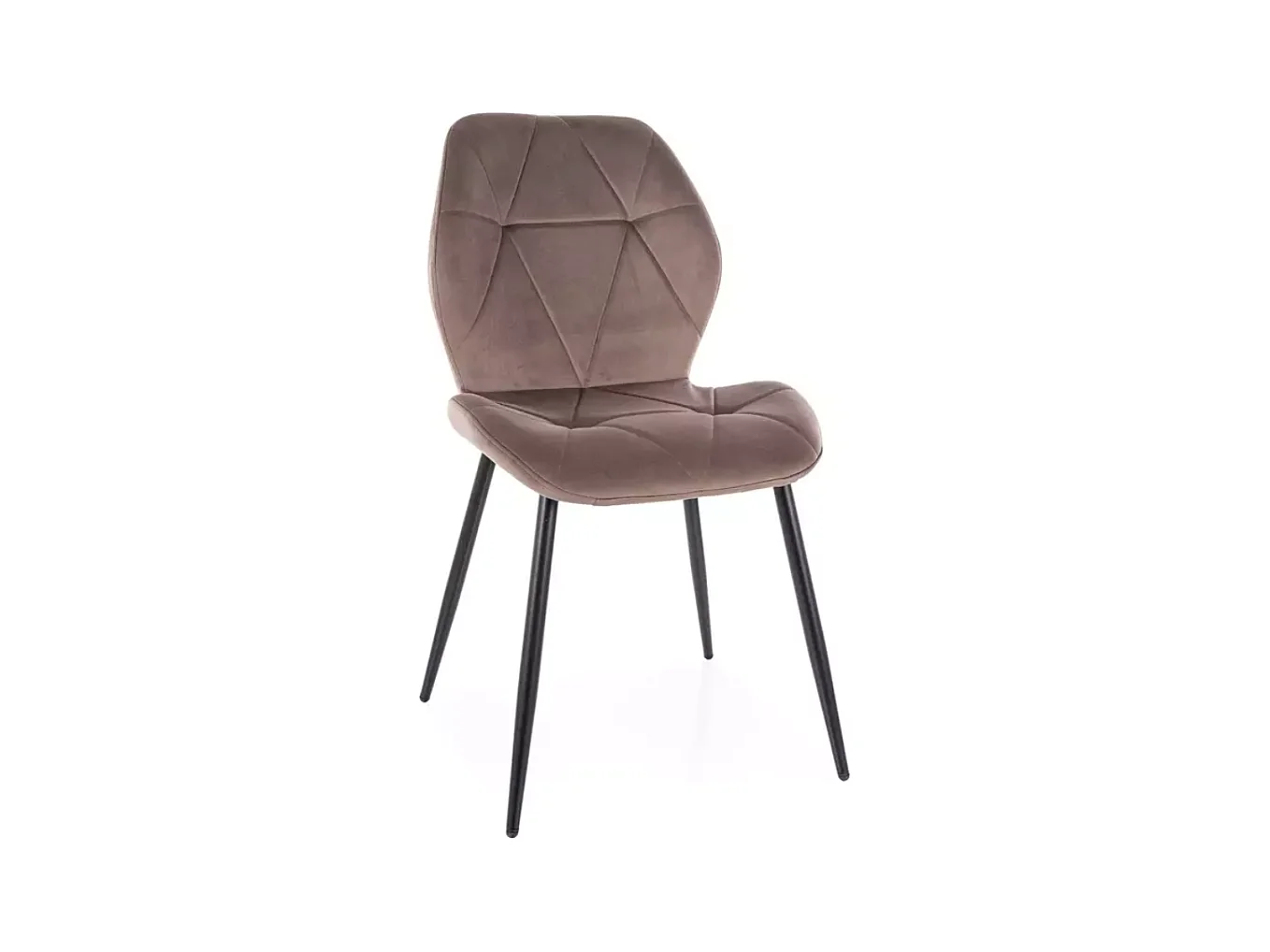 Chaise velours cappuccino avec piétement noir mat et design matelassé moderne LIRYCA