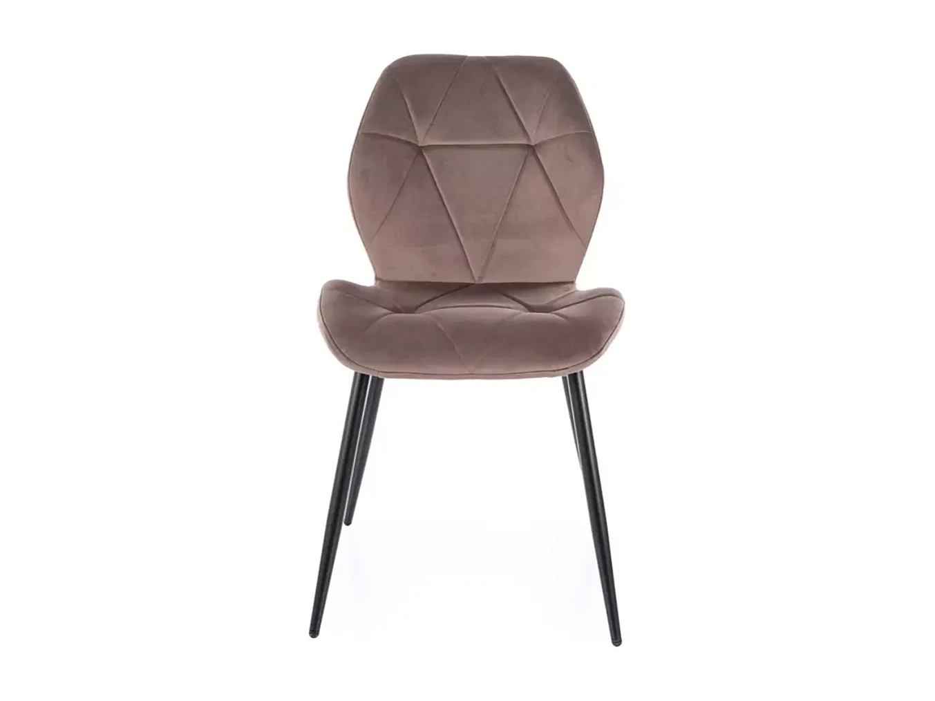 Chaise velours cappuccino avec piétement noir mat et design matelassé moderne LIRYCA