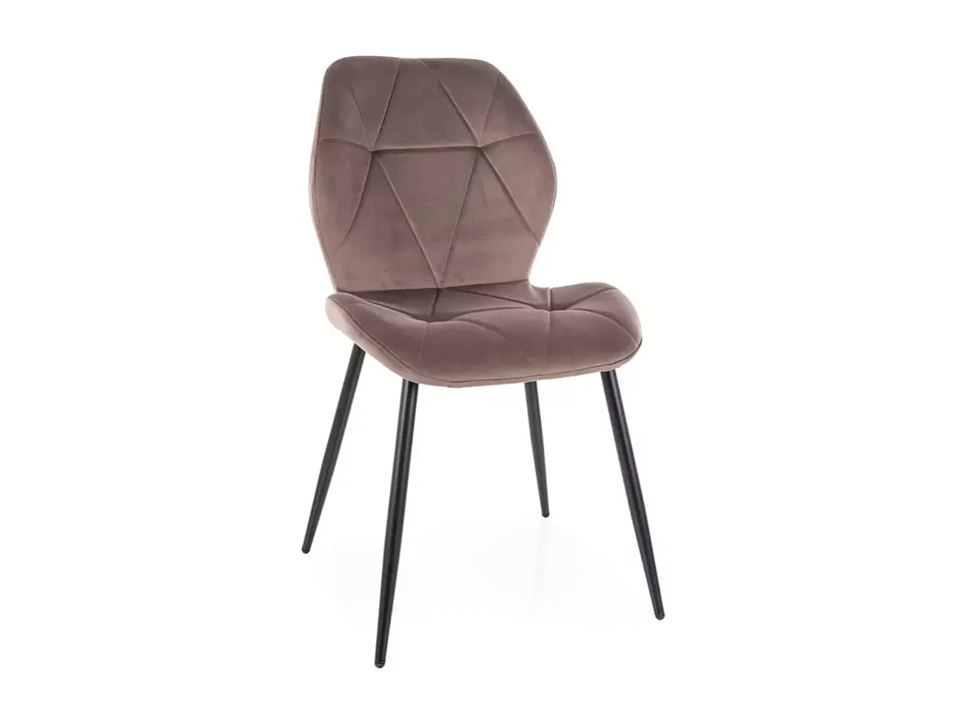 Chaise velours cappuccino avec piétement noir mat et design matelassé moderne LIRYCA